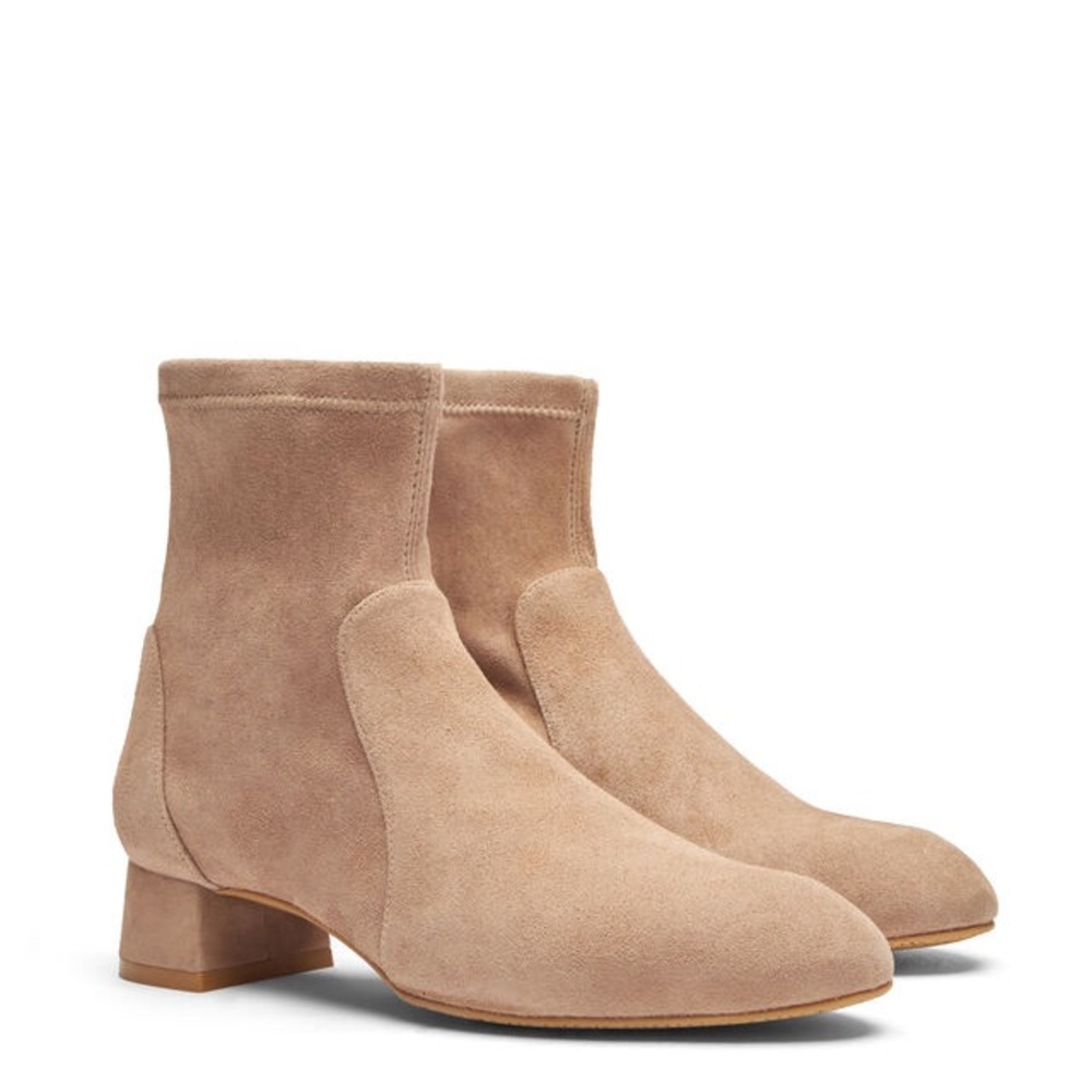 Stuart Weitzman Grace Sock Bootie Cashmere Beige Suede Boots Size 7.5 NWOB
